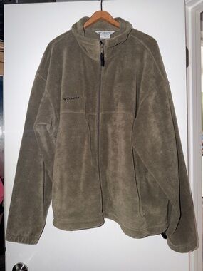 Columbia Men’s Olive Fleece full Zip-Up Jacket XXL, 2XL